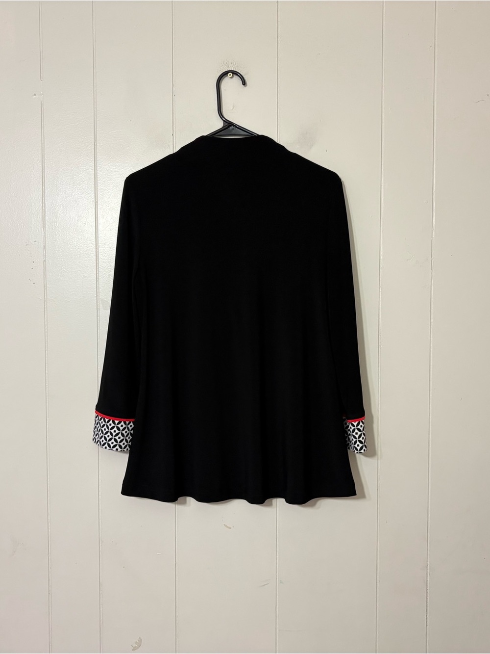 Joseph Ribkoff Asymmetrical Draped Cardigan Blazer Black White Red Size 8 - Picture 9 of 11